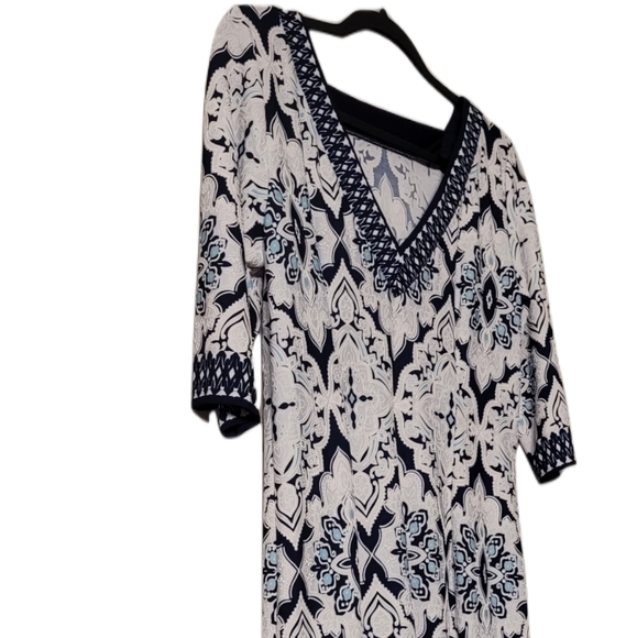 Studio One New York Pullover Print Dress Size Medium Navy White - Picture 2 of 8